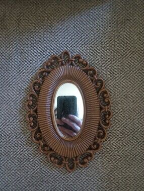 Vintage Faux Rattan Wall Mirror